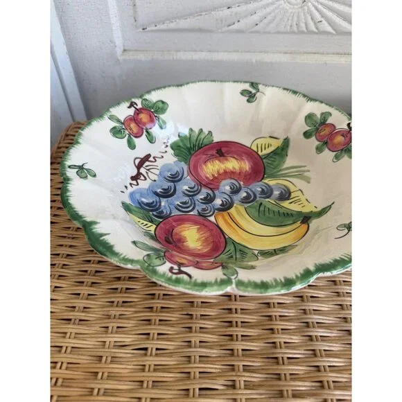 Vintage 60's Italian Art Pottery Hand Painted Fruit/Pasta Bowl 11" - Picture 5 of 10